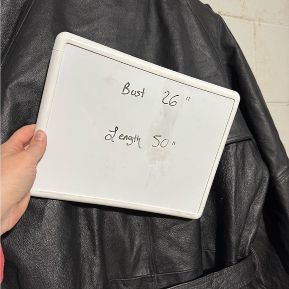 Wilda Black Leather Trench Coat Women Size XL Belted Western Winter Fall Classic - Picture 6 of 6